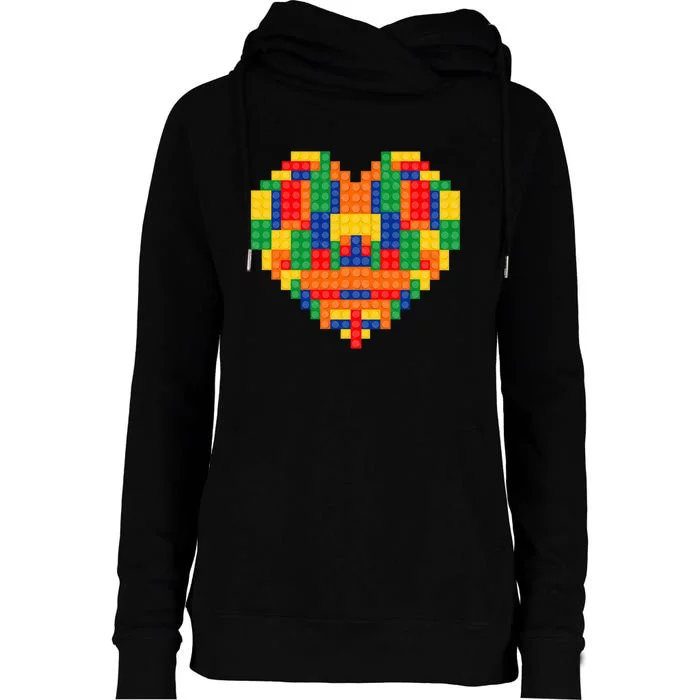 Master Builder Block Brick Building Heart Valentines Day Womens Funnel Neck Pullover Hood