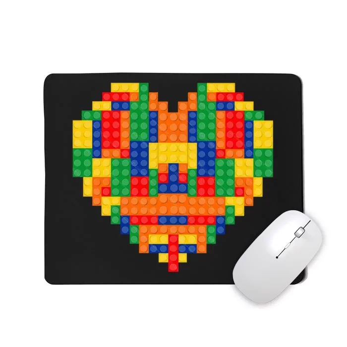 Master Builder Block Brick Building Heart Valentines Day Mousepad