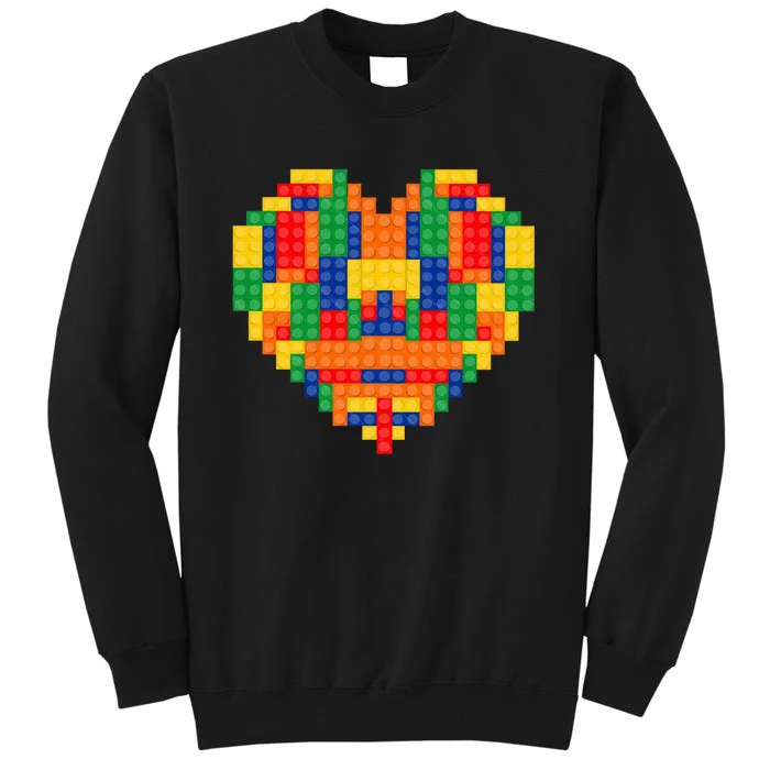 Master Builder Block Brick Building Heart Valentines Day Tall Sweatshirt