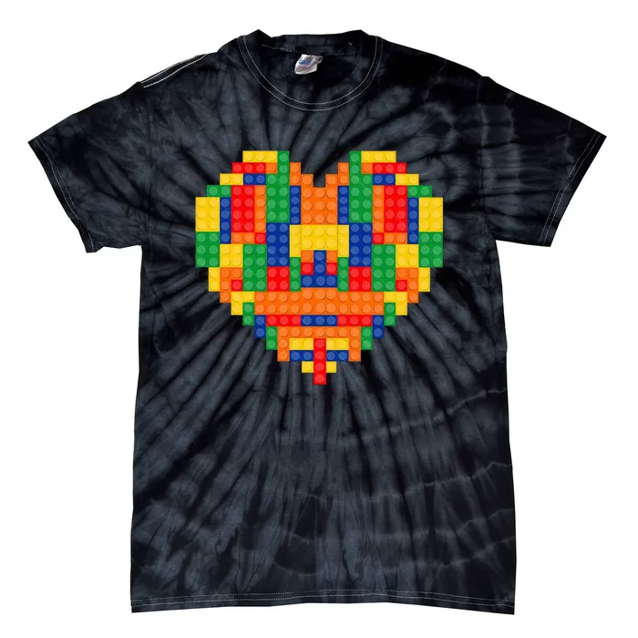 Master Builder Block Brick Building Heart Valentines Day Tie-Dye T-Shirt