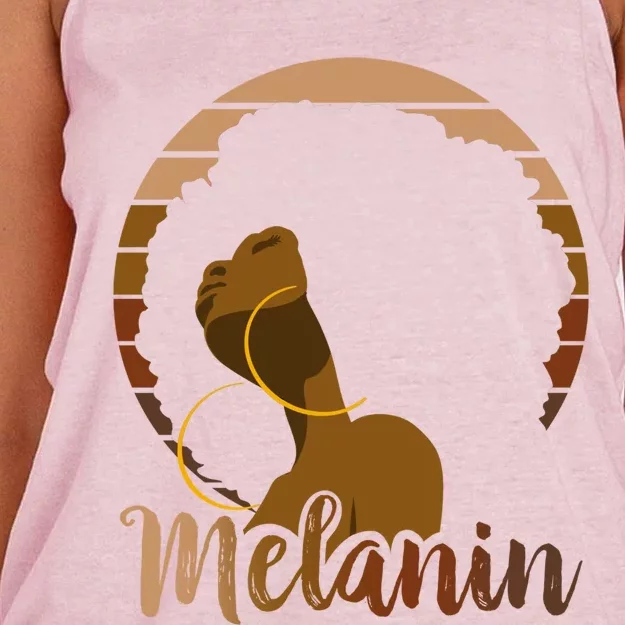 Melanin Beautiful Black Natural Hair Black History Gift Women's Knotted Racerback Tank