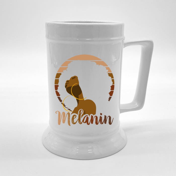 Melanin Beautiful Black Natural Hair Black History Gift Front & Back Beer Stein