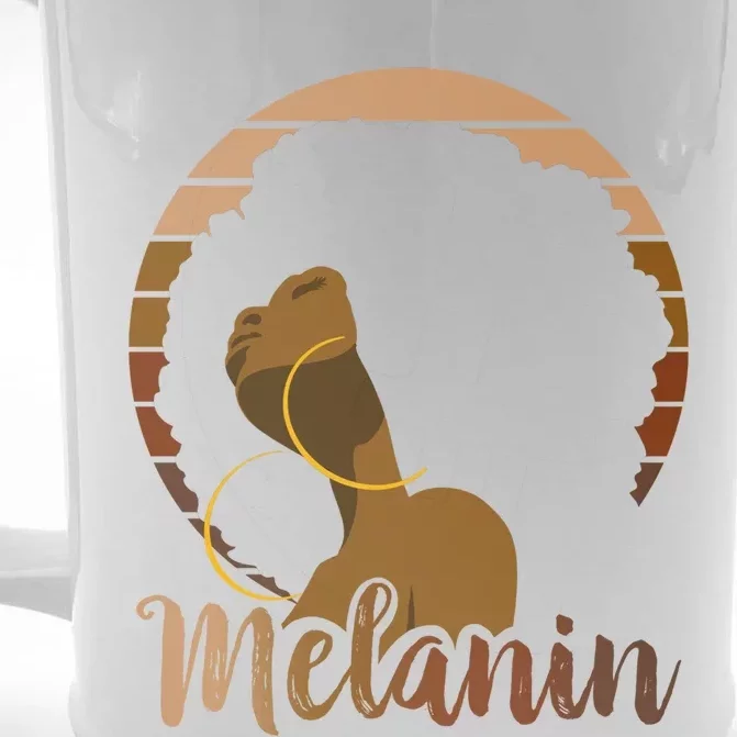 Melanin Beautiful Black Natural Hair Black History Gift Front & Back Beer Stein