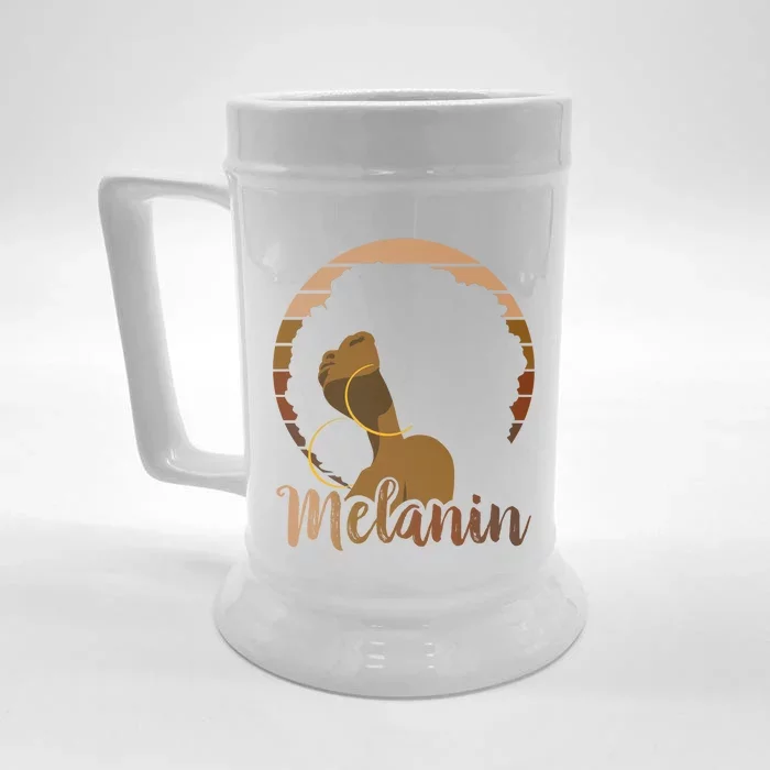 Melanin Beautiful Black Natural Hair Black History Gift Front & Back Beer Stein