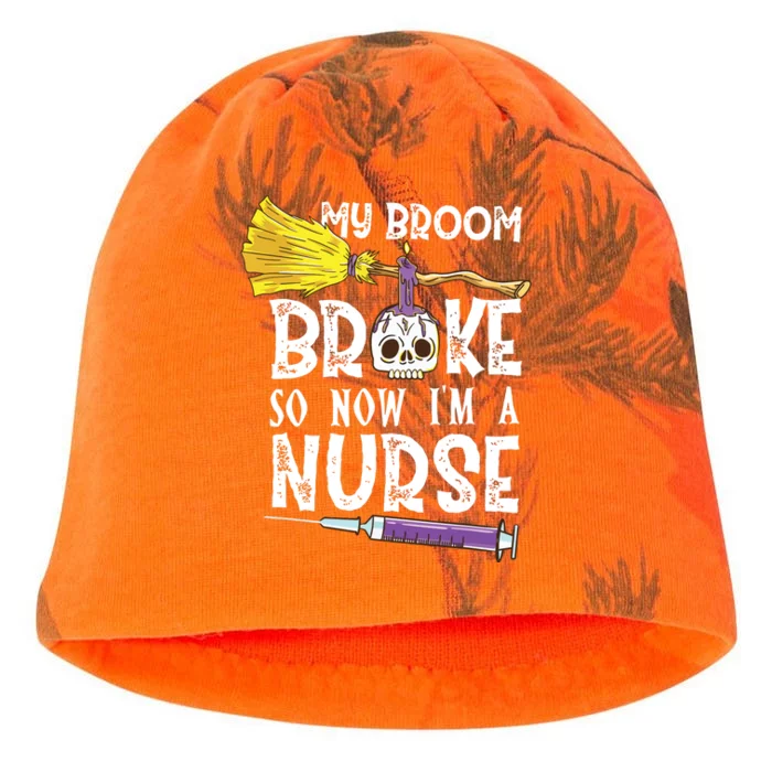 My Broom Broke So Now Im A Nurse Halloween Nurse Kati - Camo Knit Beanie