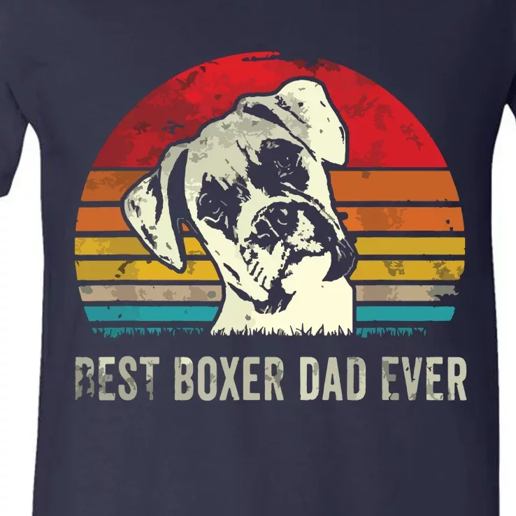 Mes Best Boxer Dad Ever Funny Boxer Dog Dad Fathers Day Gift V-Neck T-Shirt