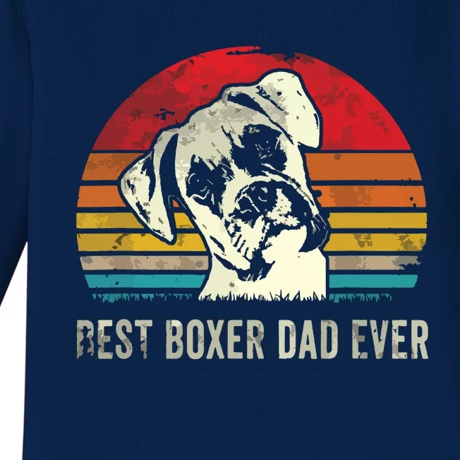 Mes Best Boxer Dad Ever Funny Boxer Dog Dad Fathers Day Gift Baby Long Sleeve Bodysuit