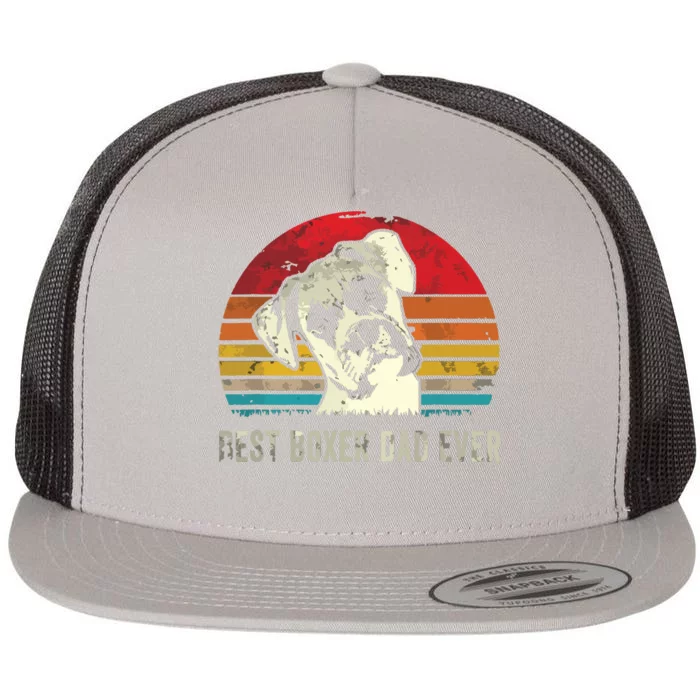 Mes Best Boxer Dad Ever Funny Boxer Dog Dad Fathers Day Gift Flat Bill Trucker Hat