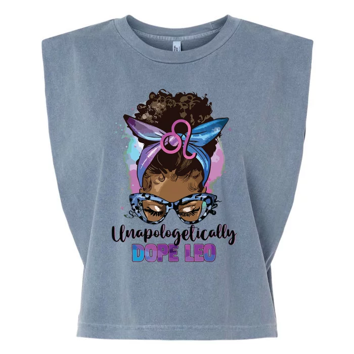 Messy Bun Black Women Unapologetically Dope Leo Apparel Garment-Dyed Women's Muscle Tee