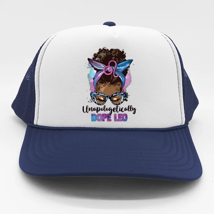 Messy Bun Black Women Unapologetically Dope Leo Apparel Trucker Hat