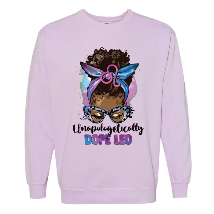 Messy Bun Black Women Unapologetically Dope Leo Apparel Garment-Dyed Sweatshirt