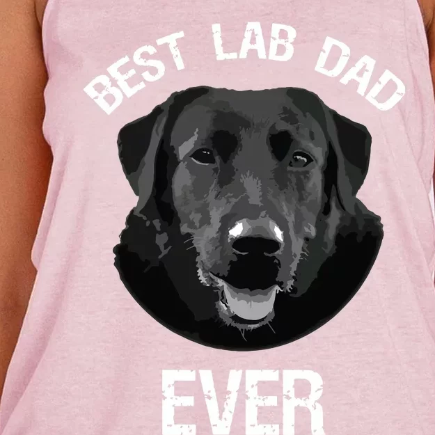 Mes Best Black Labrador Retriever Dad Ever Lab Dog Lover Daddy Women's Knotted Racerback Tank