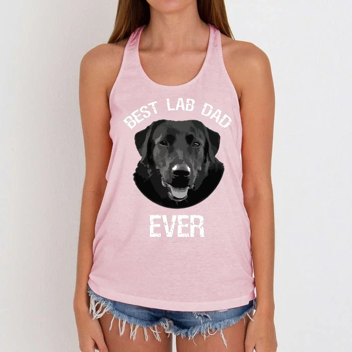 Mes Best Black Labrador Retriever Dad Ever Lab Dog Lover Daddy Women's Knotted Racerback Tank