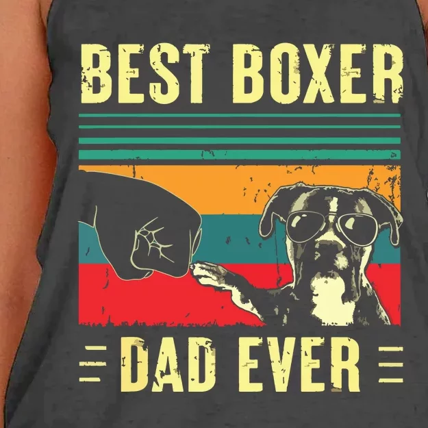 Men Best Boxer Dad Ever Funny Boxer Dog Dad Fathers Day Women's Knotted Racerback Tank