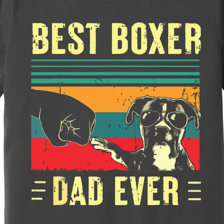 Men Best Boxer Dad Ever Funny Boxer Dog Dad Fathers Day Premium T-Shirt