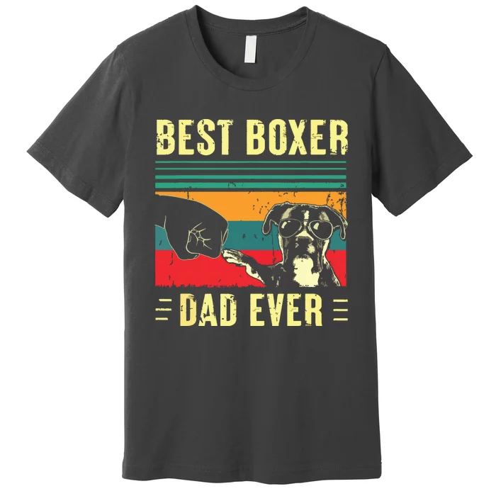 Men Best Boxer Dad Ever Funny Boxer Dog Dad Fathers Day Premium T-Shirt