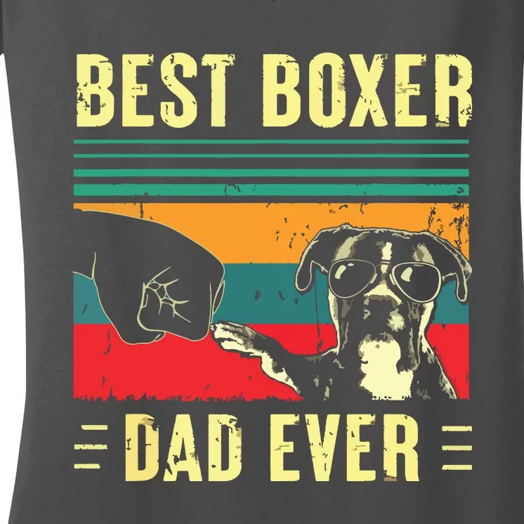 Men Best Boxer Dad Ever Funny Boxer Dog Dad Fathers Day Women's V-Neck T-Shirt