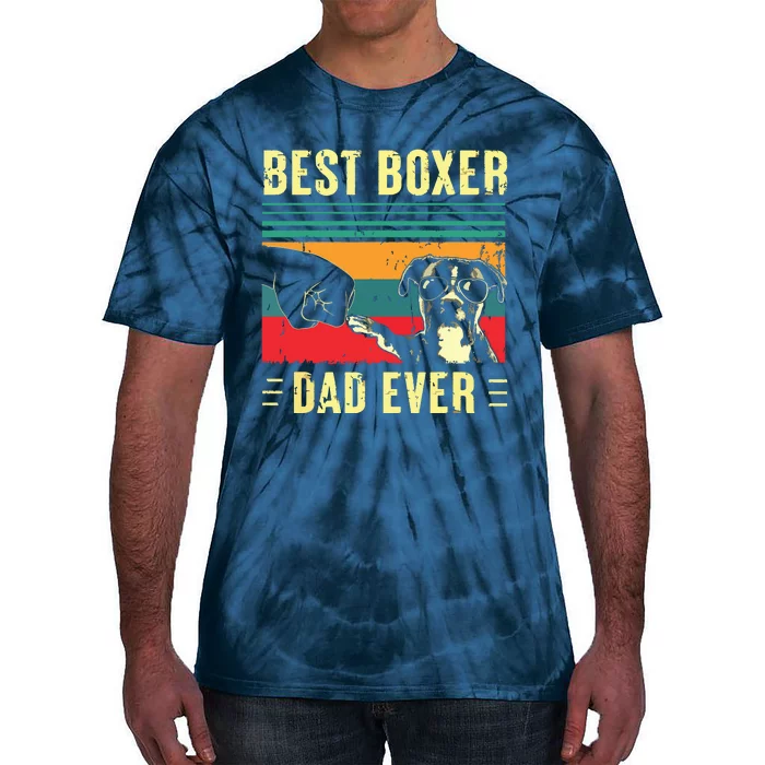 Men Best Boxer Dad Ever Funny Boxer Dog Dad Fathers Day Tie-Dye T-Shirt