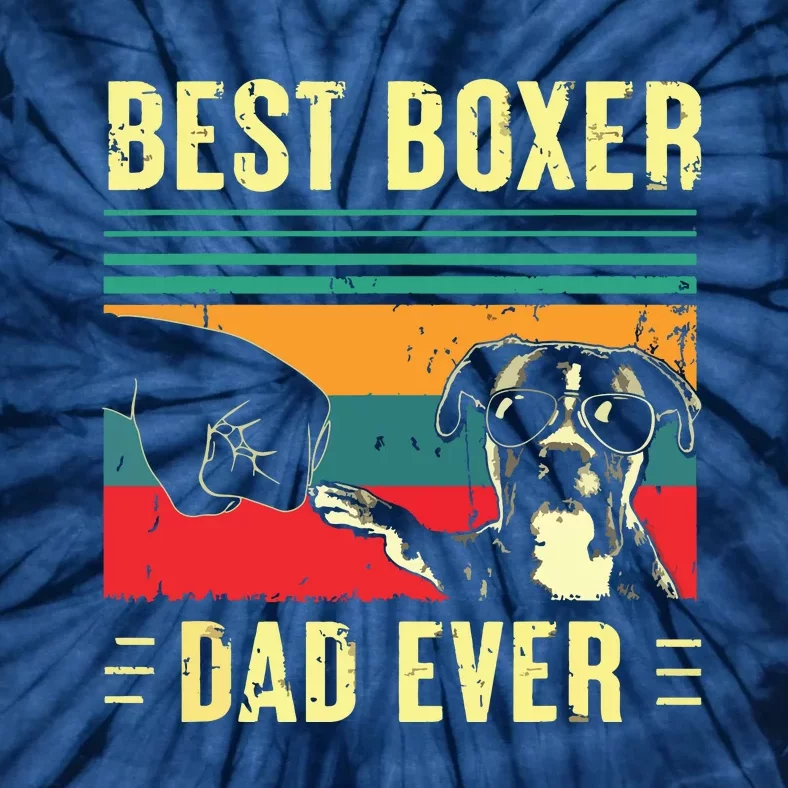 Men Best Boxer Dad Ever Funny Boxer Dog Dad Fathers Day Tie-Dye T-Shirt