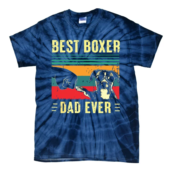 Men Best Boxer Dad Ever Funny Boxer Dog Dad Fathers Day Tie-Dye T-Shirt