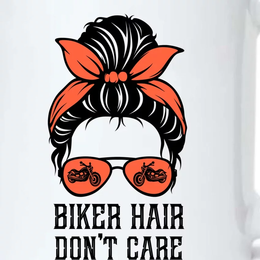 Messy Bun Bike Lovers Biker Hair Don't Care Funny Gift Black Color Changing Mug