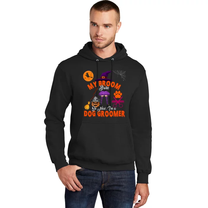 My Broom Broke Now IM A Dog Groomer Halloween Costume Witch Hoodie