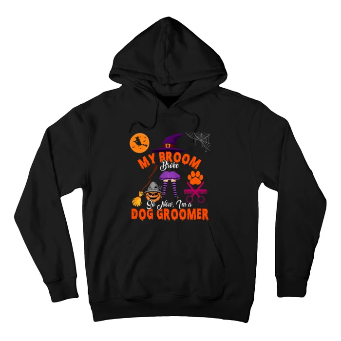 My Broom Broke Now IM A Dog Groomer Halloween Costume Witch Hoodie