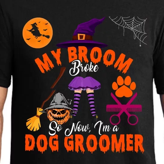 My Broom Broke Now IM A Dog Groomer Halloween Costume Witch Pajama Set