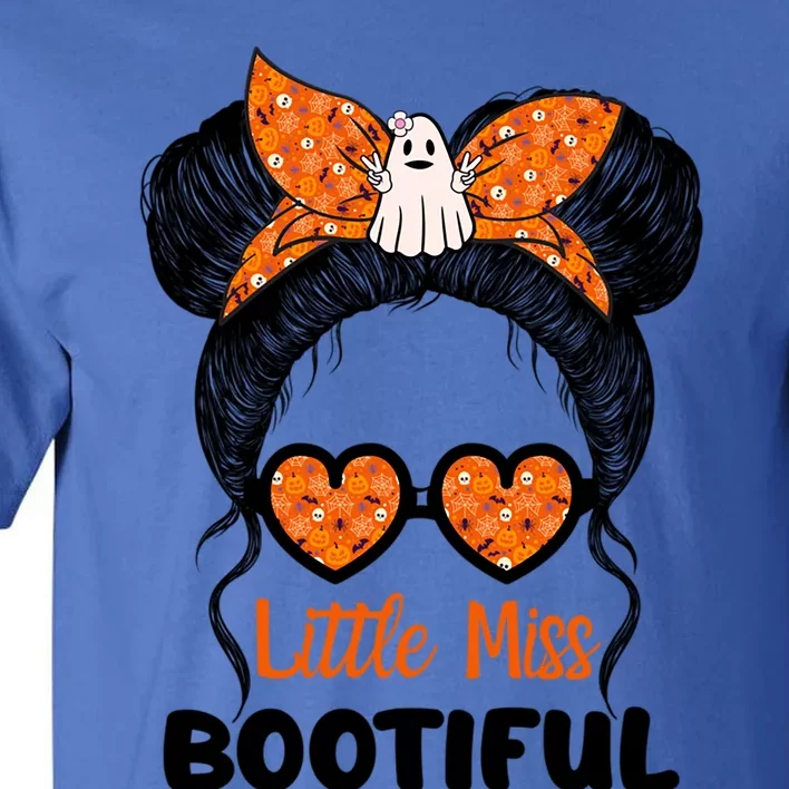 Messy Bun Boo Little Miss Bootiful Halloween Costume Funny Gift Tall T-Shirt