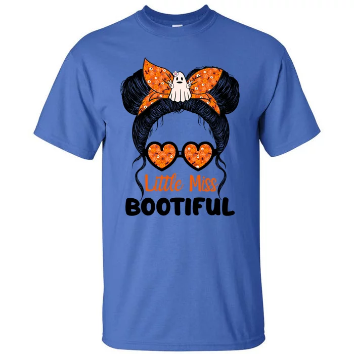 Messy Bun Boo Little Miss Bootiful Halloween Costume Funny Gift Tall T-Shirt