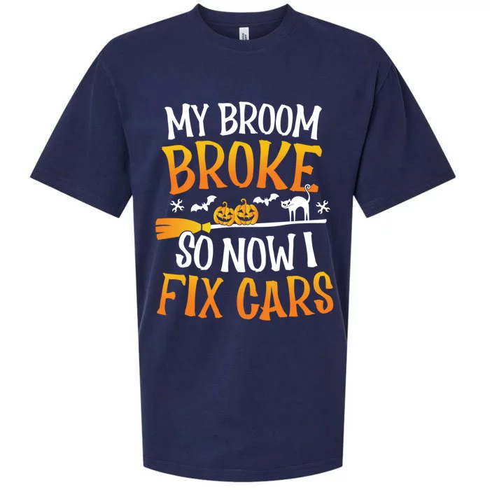 My Broom Broke So Now I Fix Cars Funny Halloween Costume Gift Sueded Cloud Jersey T-Shirt