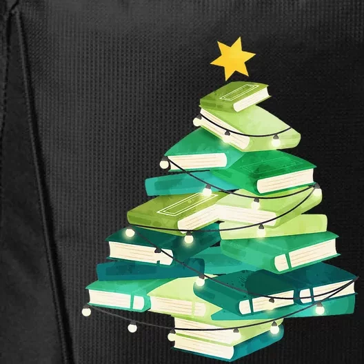 Merry Bookmas Books Pine Tree Funny Reading Lover Christmas City Backpack