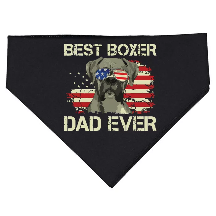 Men Best Boxer Dad Ever Dog Lover American Flag Gift USA-Made Doggie Bandana