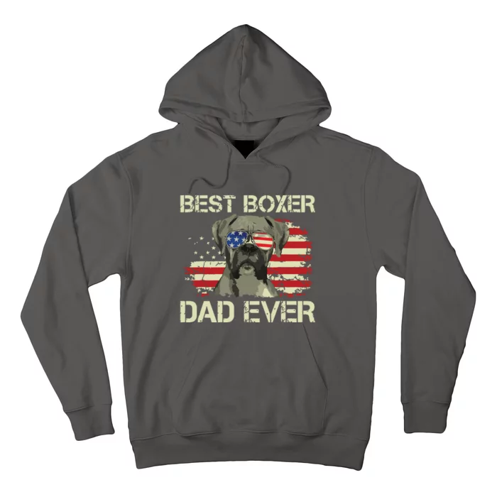 Men Best Boxer Dad Ever Dog Lover American Flag Gift Hoodie