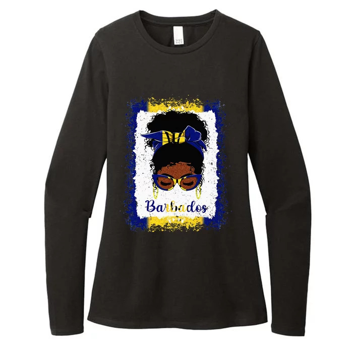 Messy Bun Barbados Flag Woman Girl Womens CVC Long Sleeve Shirt