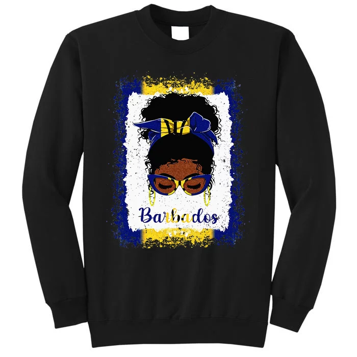 Messy Bun Barbados Flag Woman Girl Tall Sweatshirt