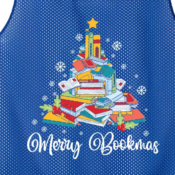 Merry Bookmas Books Pine Tree Funny Reading Lover Christmas Gift Mesh Reversible Basketball Jersey Tank