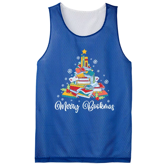 Merry Bookmas Books Pine Tree Funny Reading Lover Christmas Gift Mesh Reversible Basketball Jersey Tank