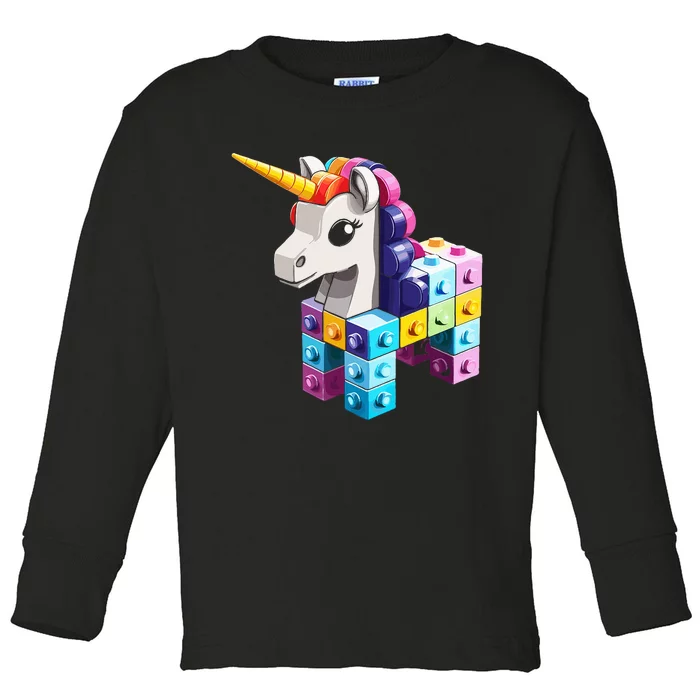 Master Builder Bricks Blocks Play Toy.s Unicorn Toddler Long Sleeve Shirt