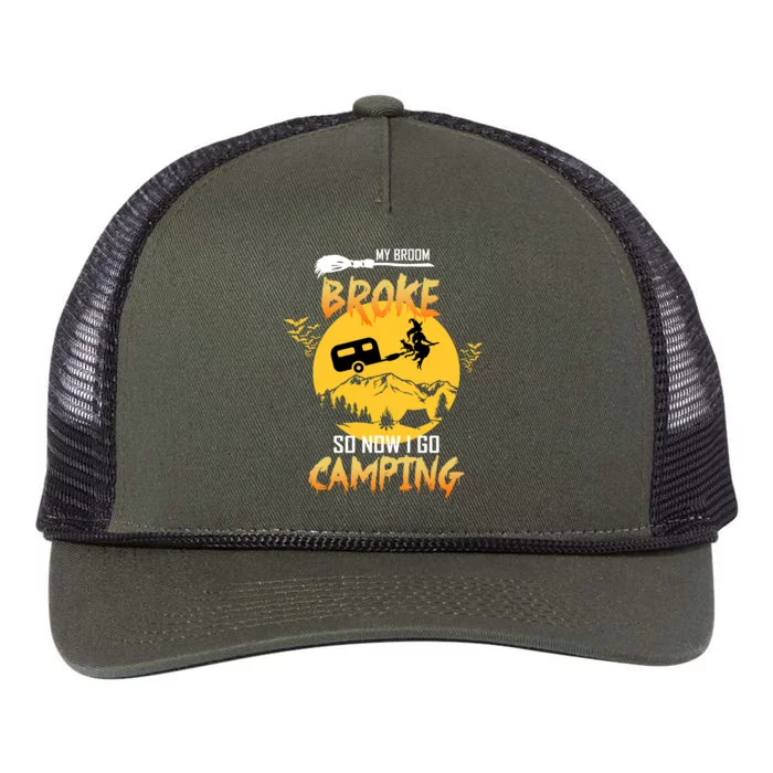 My Broom Broke So Now I Go Camping Retro Rope Trucker Hat Cap