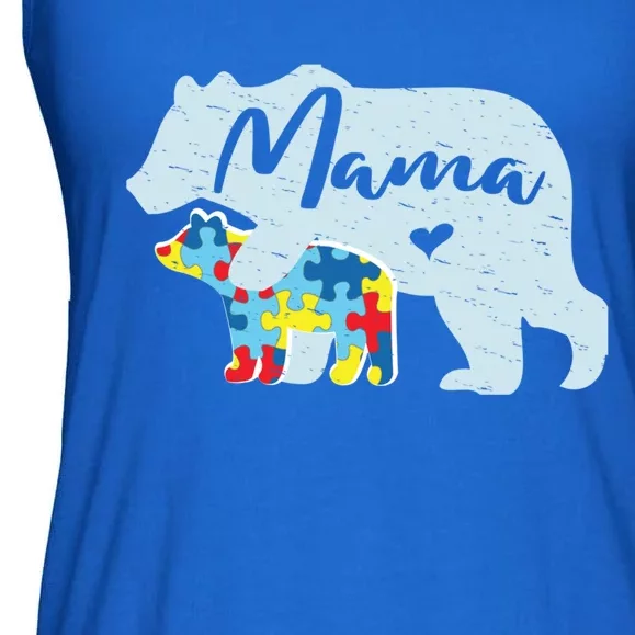 Mama Bear Cute Autism Awareness Mom With Puzzle Piece Cub Gift Ladies Essential Flowy Tank