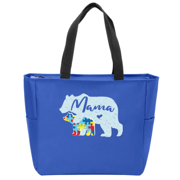 Mama Bear Cute Autism Awareness Mom With Puzzle Piece Cub Gift Zip Tote Bag