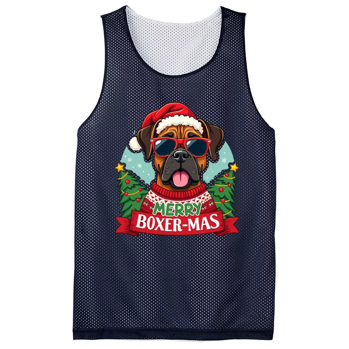 Merry Boxermas Cute Boxer Dog Christmas Mesh Reversible Basketball Jersey Tank