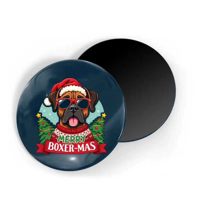 Merry Boxermas Cute Boxer Dog Christmas Magnet