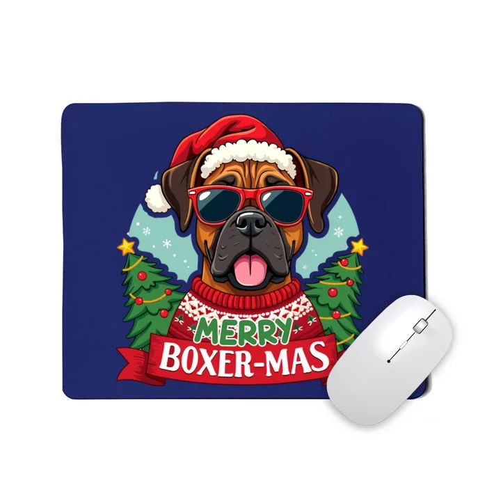 Merry Boxermas Cute Boxer Dog Christmas Mousepad