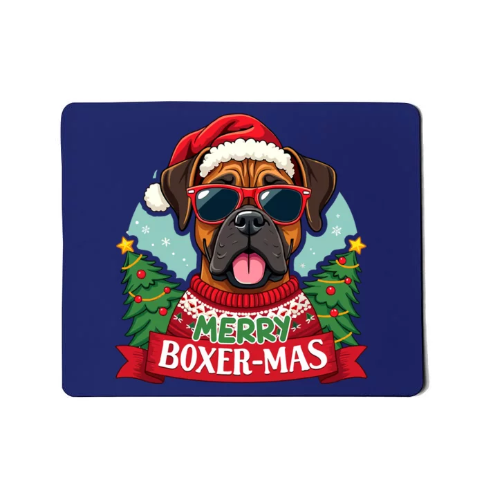 Merry Boxermas Cute Boxer Dog Christmas Mousepad