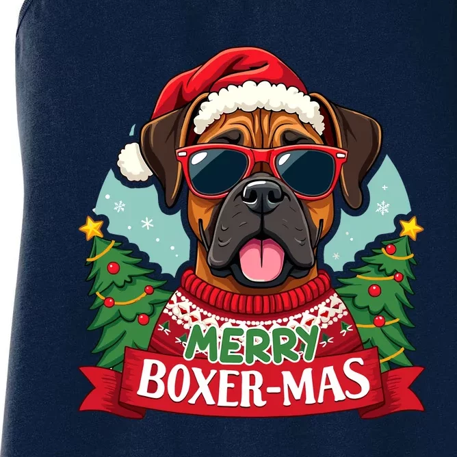 Merry Boxermas Cute Boxer Dog Christmas Women's Racerback Tank