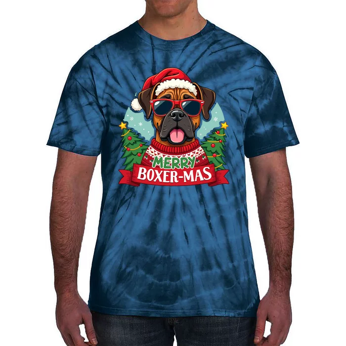 Merry Boxermas Cute Boxer Dog Christmas Tie-Dye T-Shirt