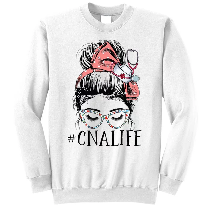 Messy Bun CNA Life Women Funny Certified Nursing Assistant Sweatshirt