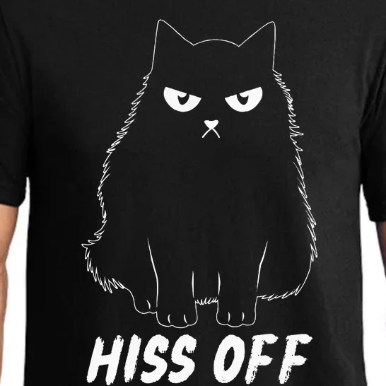 Meow Black Cat Hiss Off Funny Pajama Set